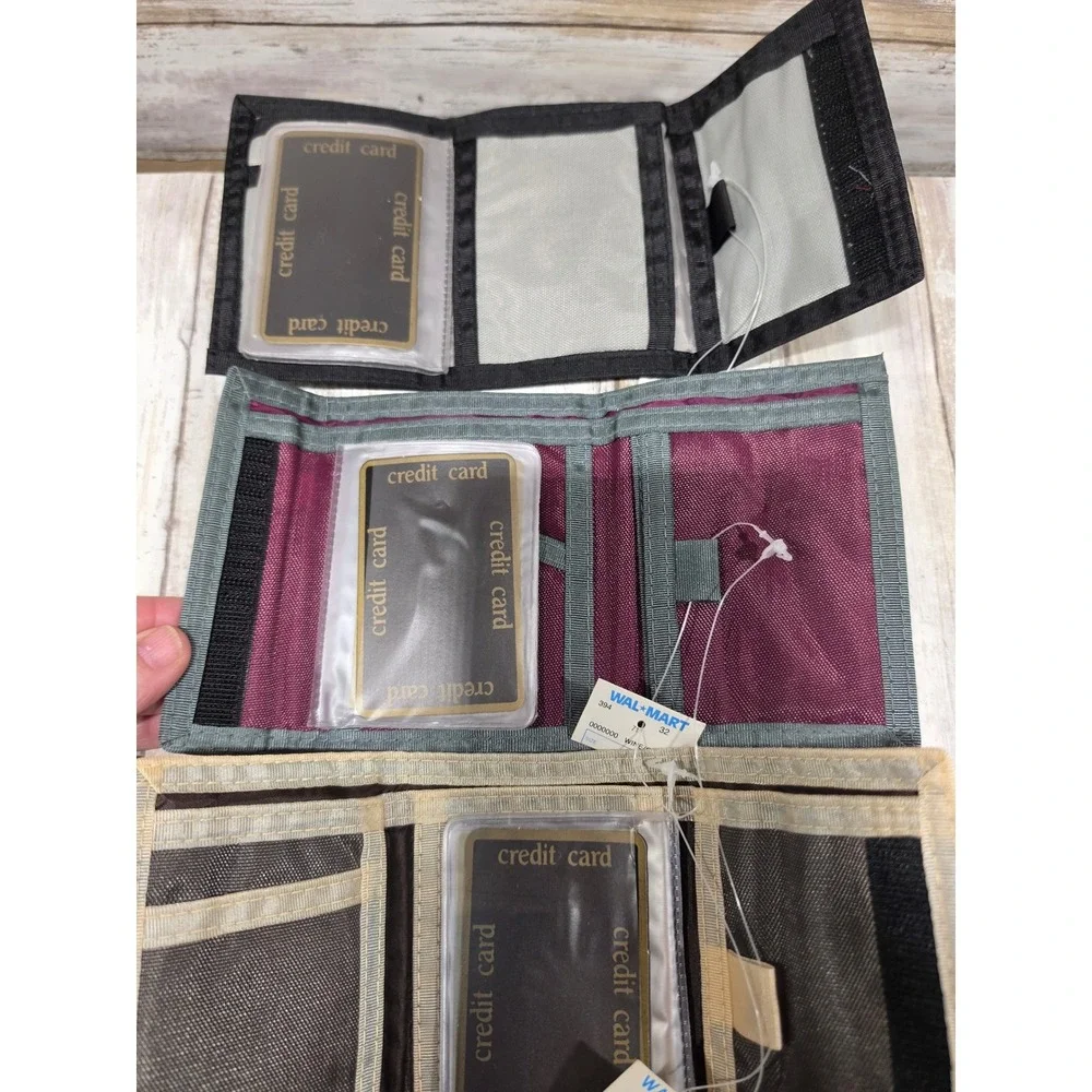 Vintage Walmart Nylon Trifold Wallets Hook and Loop Closure Lot of 5 New